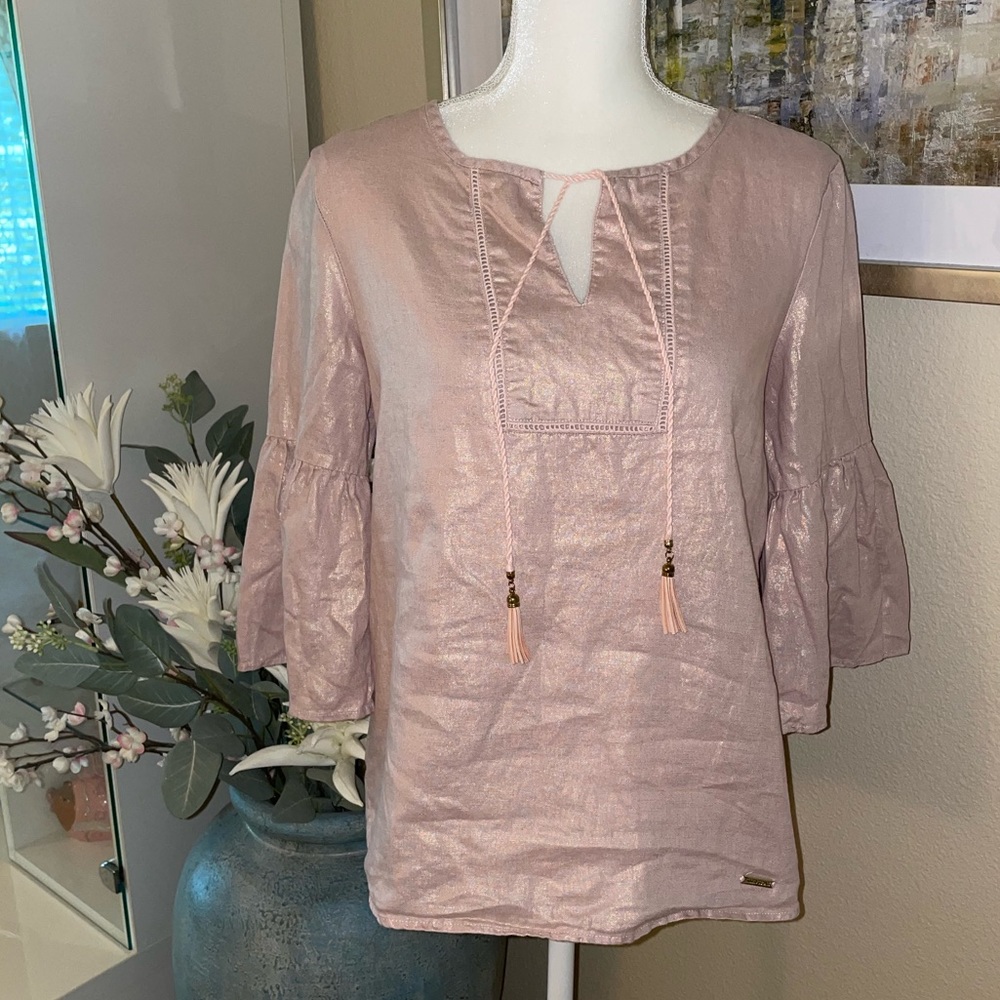Ellen Tracy linen pink blouse